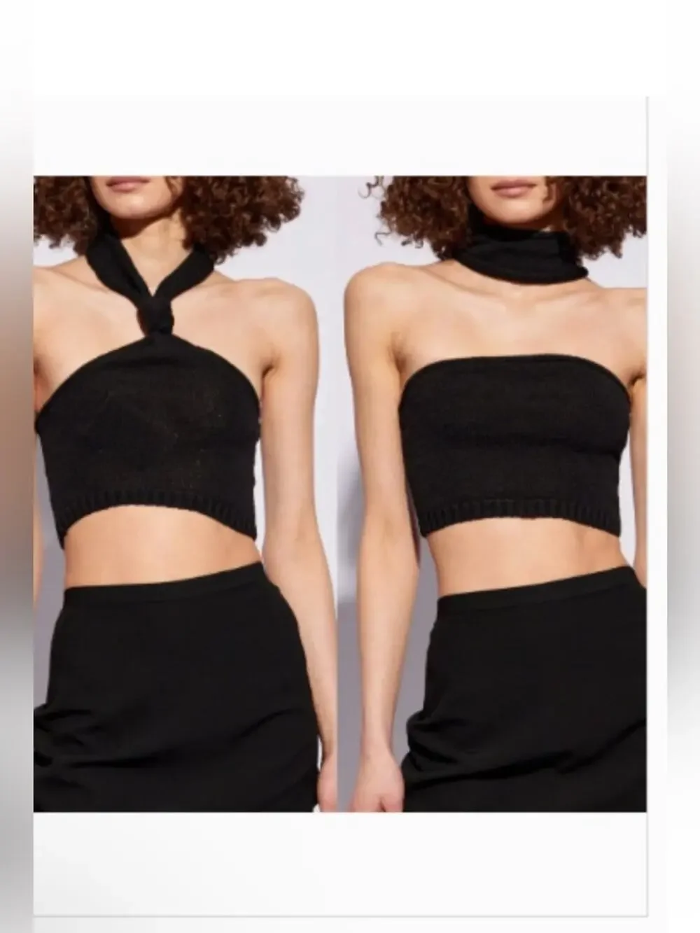 New Cult Gaia Sorine Knit Crop Top in Black Sz XS